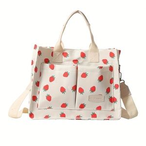 Viral Strawberry Print Tote Bag